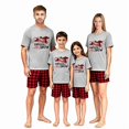 thumbnail image 1 of LuLiaMenton Matching Family Christmas Pajamas Dachshund Snow Plaid Short Sleeve Shorts Set, 1 of 7