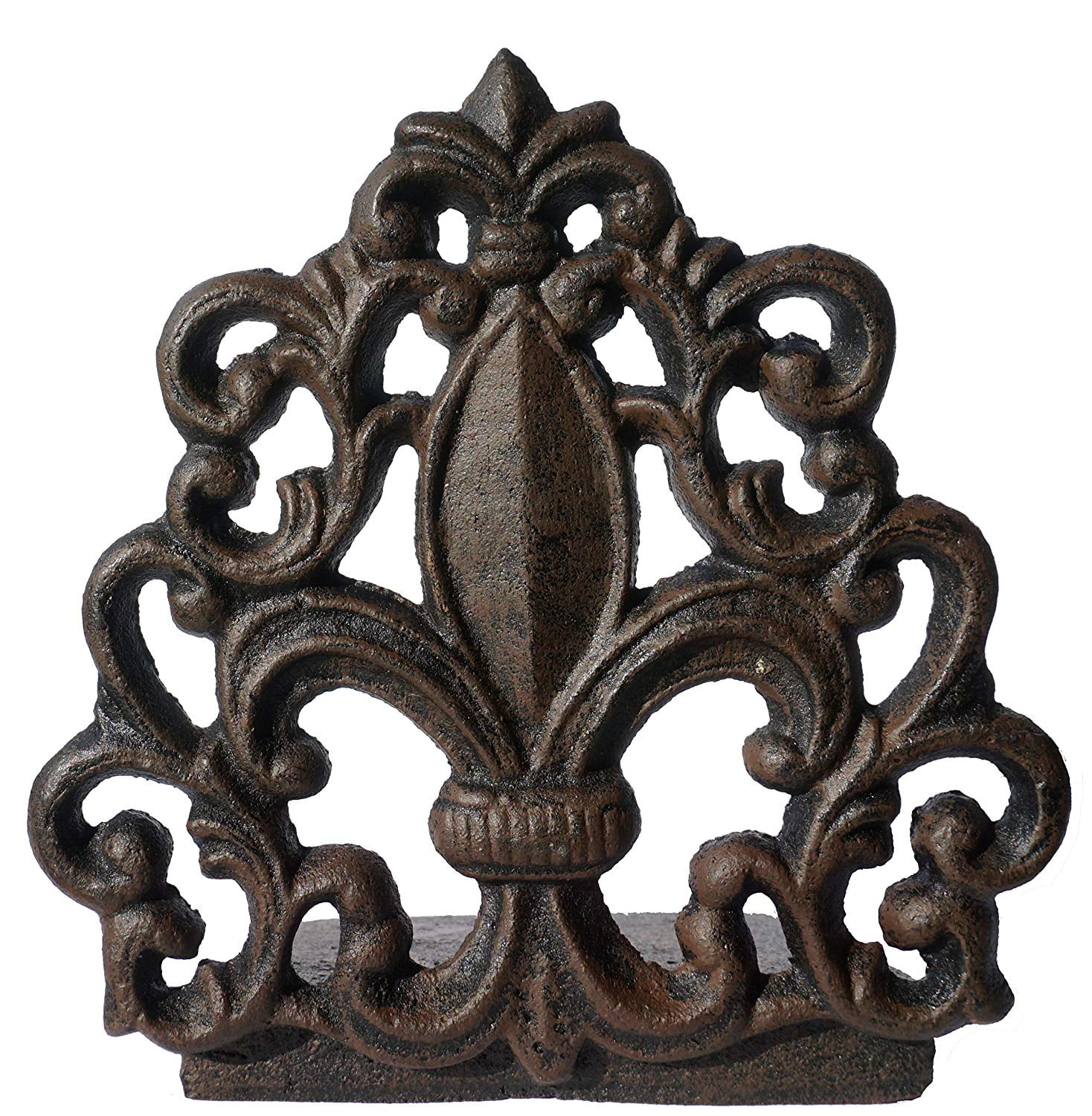LuLu Decor, Cast Iron Fleur De Lis Door Stop, Door Stopper in Antique Black Finish, Beautiful and Useful Product, Simply Insert Flat Base Underneath Your Door Space, Works Great (LB15BK3)