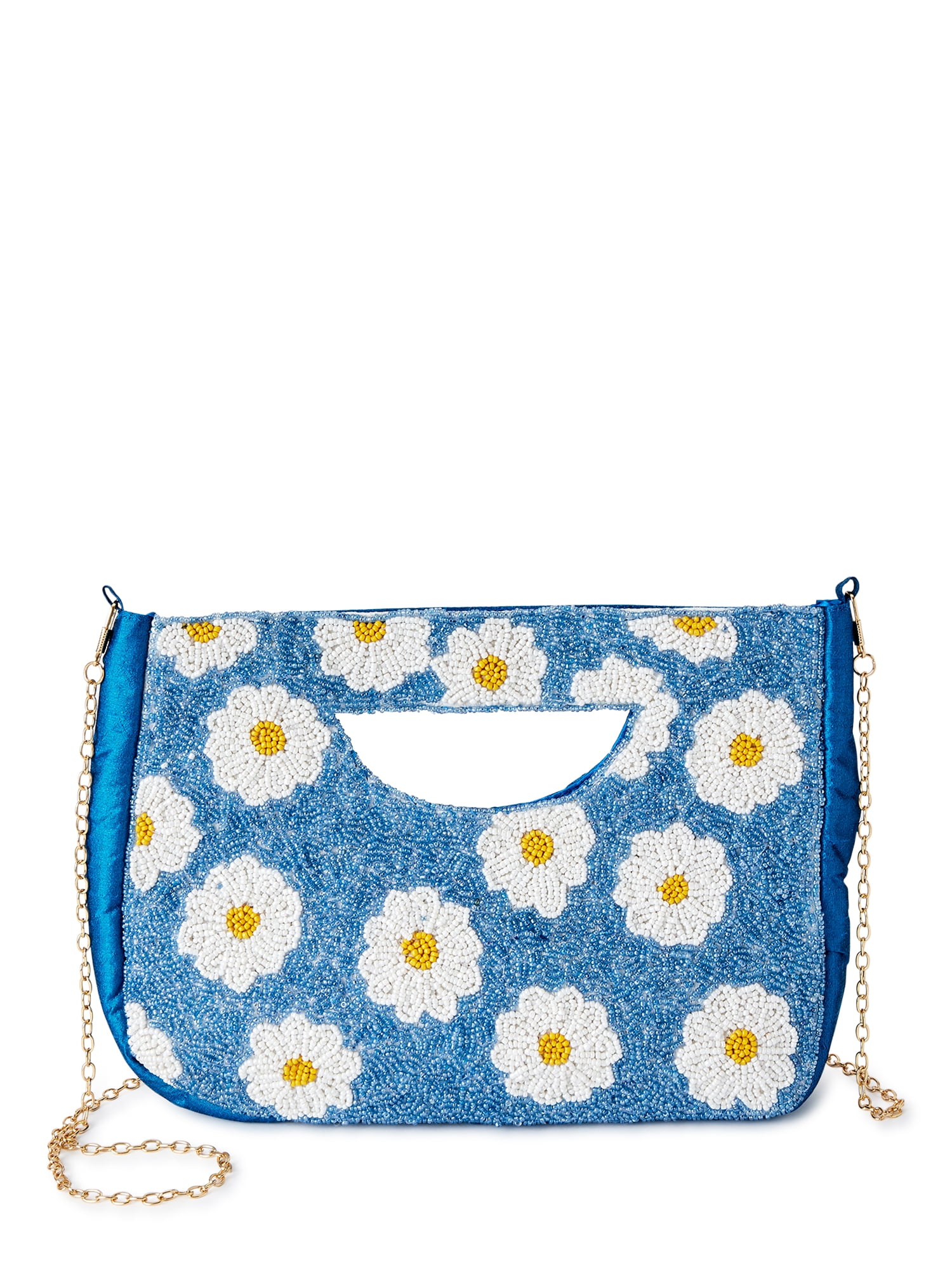 LuLu Women's Cut Out Daisies Clutch Handbag Blue 