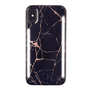 LuMee Duo Metallic Marble iPhone Xs Max Case - Rose Metallic Black Marble