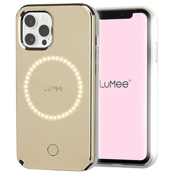 LuMee Halo Apple iPhone 12 Pro / iPhone 12 Case - Selfie Case w/ Built-in Adjustable LED Lighting - Halo Gold