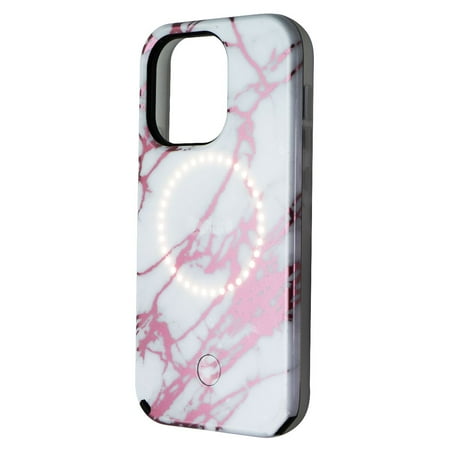 LuMee - Halo Battery Charger Case for iPhone 13 Pro - Rose Metallic/White Marble