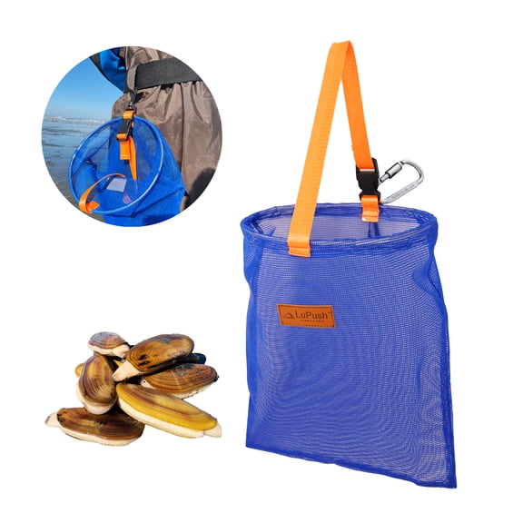 LuPush Clam Bag with Carabiner  For Razor Clams, Clamming & Surf Fishing  Handheld or Belt Carry