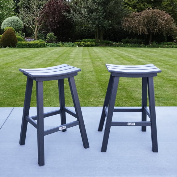 Bailey Gray HDPE Farmhouse Bar Stool-Set of 2