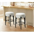 thumbnail image 1 of LuXeo Ellie 29 in. Black Backless Wood Bar stool with White Boucle Fabric Seat (Set of 2), 1 of 11