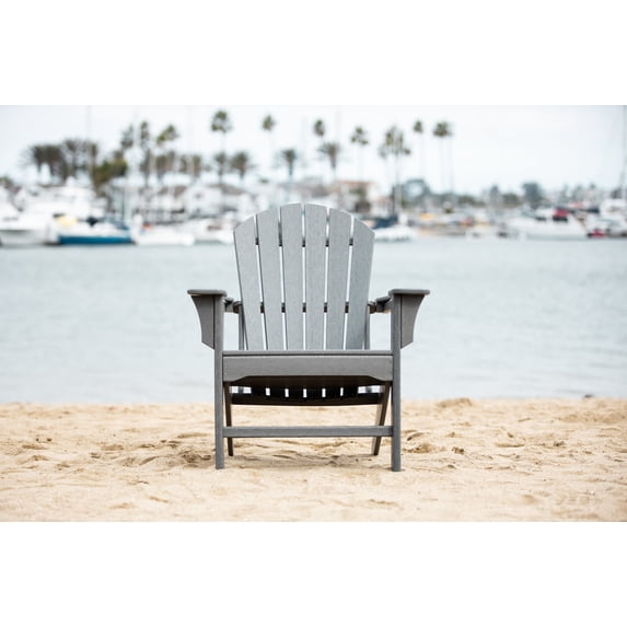 LuXeo Hampton Gray Poly Outdoor Adirondack Chair