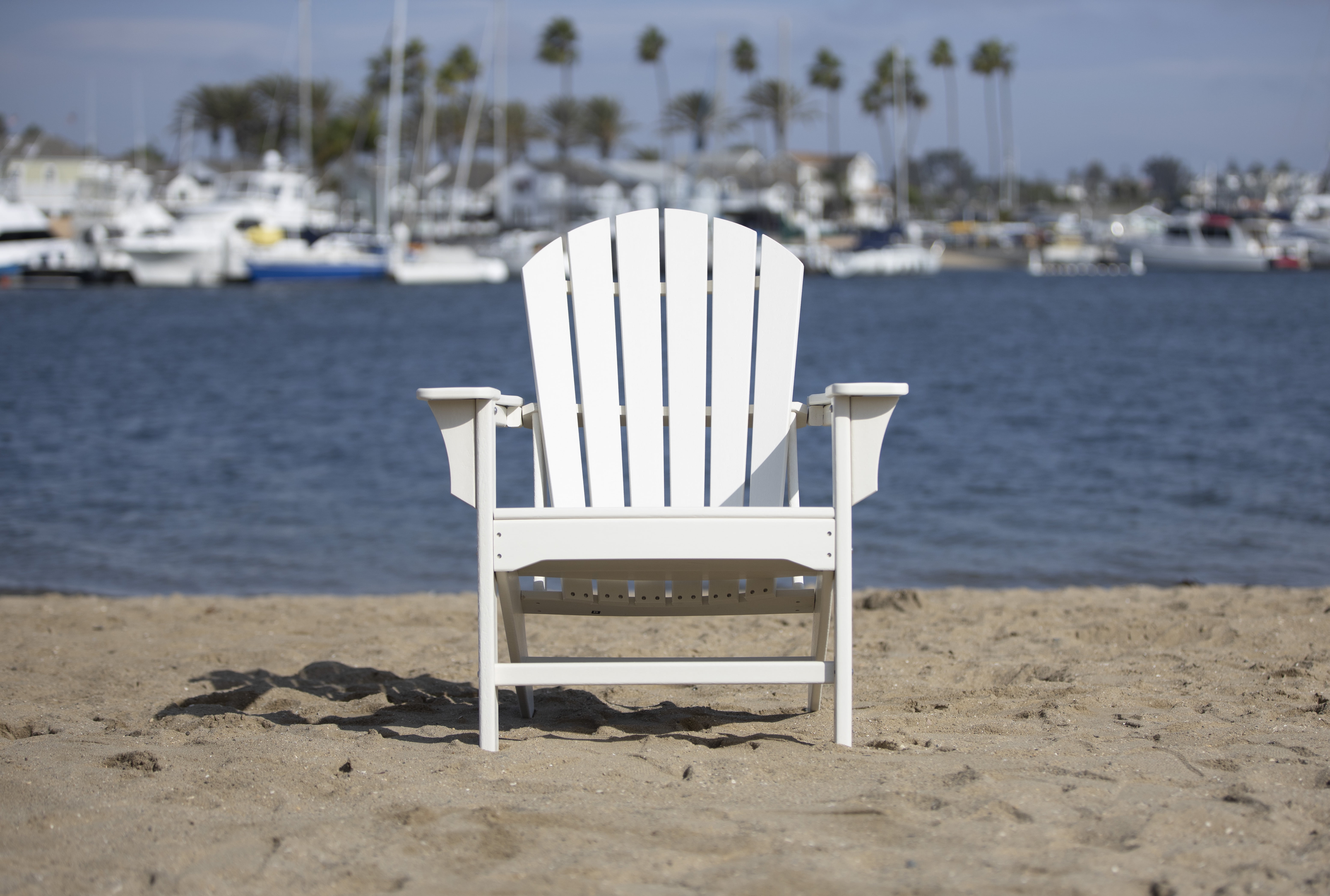 Hampton White HDPE Outdoor Adirondack Chair with Wide Armrests