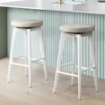 thumbnail image 1 of LuXeo Serena 29" Barstool White Legs with Beige Fabric Upholstered Seat (Set of 2), 1 of 12