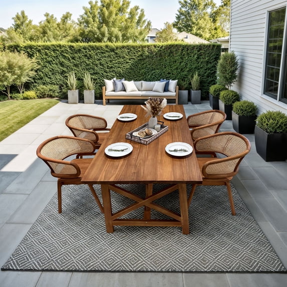 LuXeo Teak Dining Set, 4-Person, Modern Rustic Tuscany