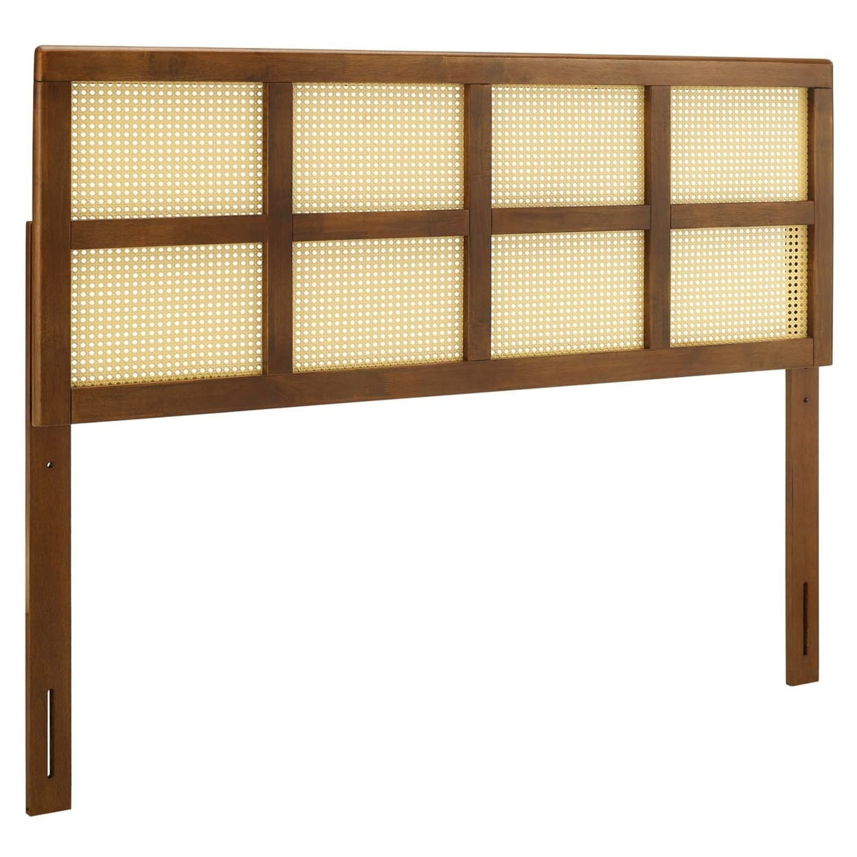 Luana Cane Full Headboard in Walnut Wood with Woven Rattan