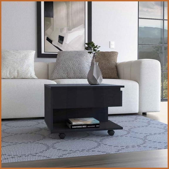 Luanda Lift Top Coffee Table with Concealed Storage, Open Shelf & Locking Wheels for Living Room