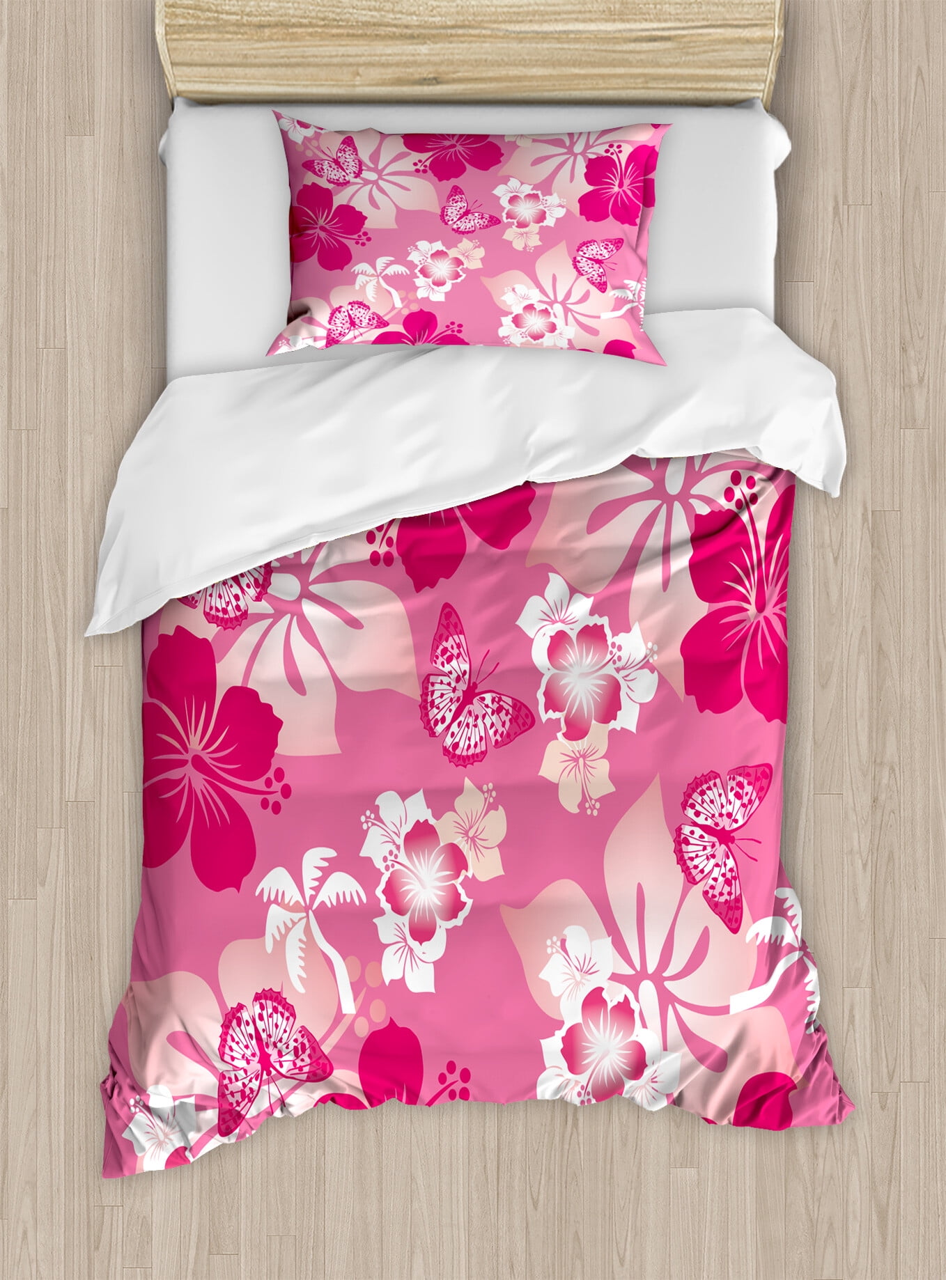 Heron Lotus Pattern Print Duvet Cover Bedding Set main image 1