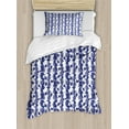 thumbnail image 1 of Luau Duvet Cover Set, Vertical Branches of Hibiscus Plant Leaves and Blossoms Hawaii Floral Nature, Decorative 2 Piece Bedding Set with 1 Pillow Shams, Twin Size, Night Blue and White, by Ambesonne, 1 of 3