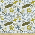 thumbnail image 1 of Ambesonne Luau Fabric by the Yard Upholstery, Summer Surfers and Plants, 10 Yards, Olive Green Slate Blue, 1 of 4