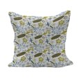 thumbnail image 1 of Luau Fluffy Throw Pillow Cushion Cover, Beach with Surfers Silhouettes Waves and Exotic Plant Summer Theme, Decorative Square Accent Pillow Case, 20" x 20", Olive Green Slate Blue, by Ambesonne, 1 of 5