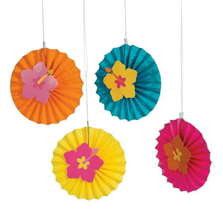 Luau Icon Fan Bursts - Party Decor - 12 Pieces