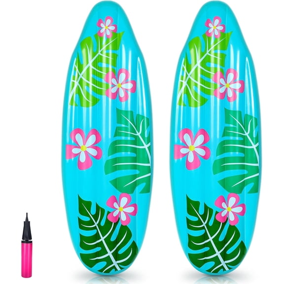 Luau Inflatable Surfboard for Beach Inflatable Surf Board Luau Decoration Tropical Pool Surfboard Float for Surf Hawaiian Theme Summer Sea Party