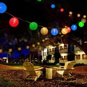 Luau Paper Lantern Patio Globe LED String Lights - 20 Bulb Set