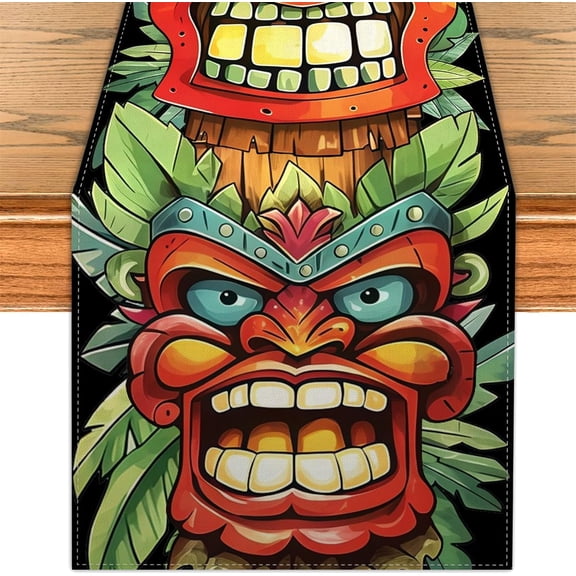 Luau Party Table Runner Hawaiian Tropical Kitchen Dining Table Centerpiece Aloha Tiki Decor Summer Decorations for Home Party-72 Inches Long