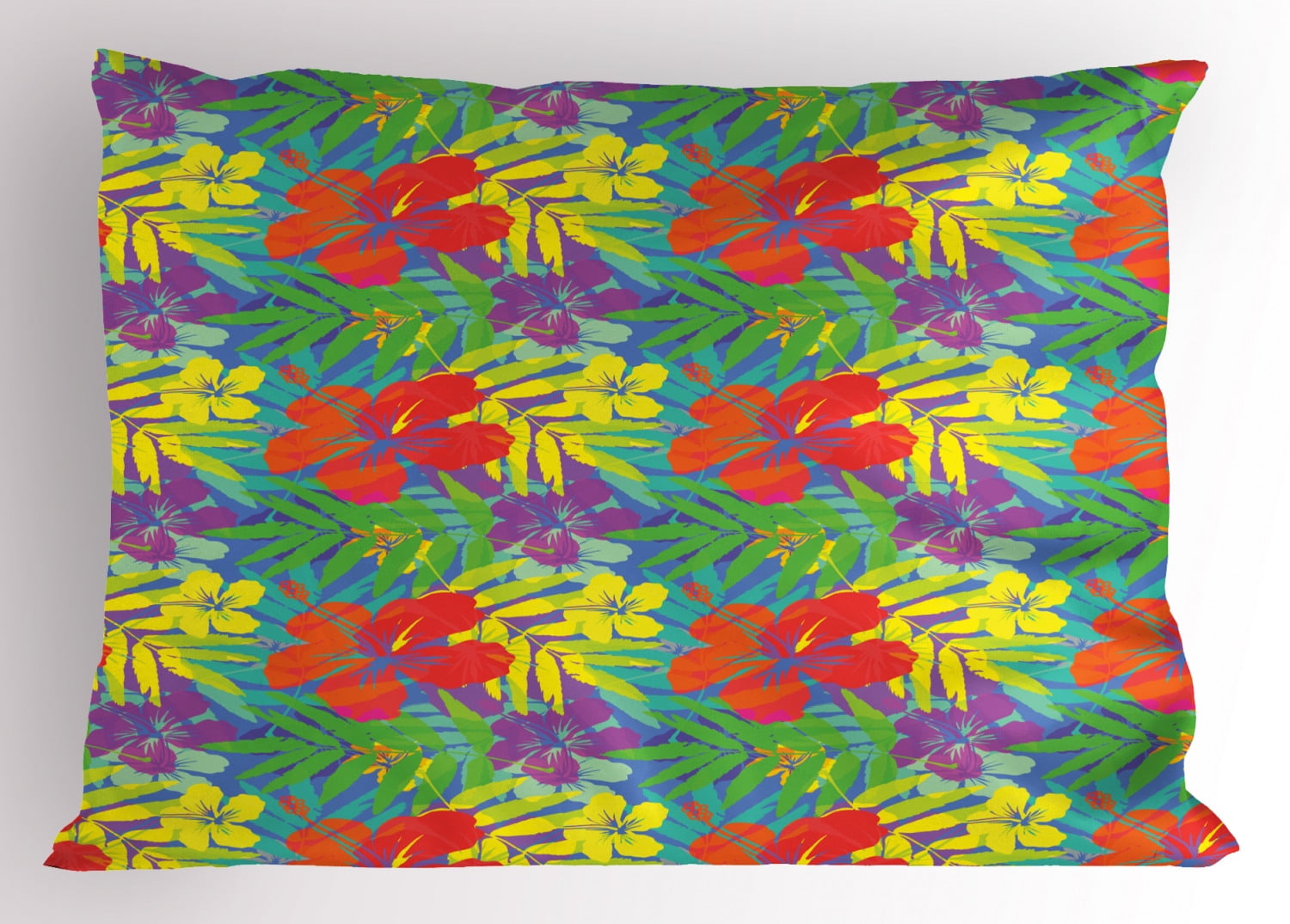 Vibrant Tropical Plants Polyester Standard Pillow Sham