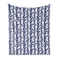 thumbnail image 1 of Luau Soft Flannel Fleece Blanket, Vertical Branches of Hibiscus Plant Leaves and Blossoms Hawaii Floral Nature, Cozy Plush for Indoor and Outdoor Use, 70" x 90", Night Blue and White, by Ambesonne, 1 of 6