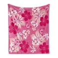 thumbnail image 1 of Luau Soft Flannel Fleece Throw Blanket, Abstract Hibiscus Pattern Dreamlike Fantasy Composition with Butterflies, Cozy Plush for Indoor and Outdoor Use, 70" x 90", Pink Pale Peach White, by Ambesonne, 1 of 6