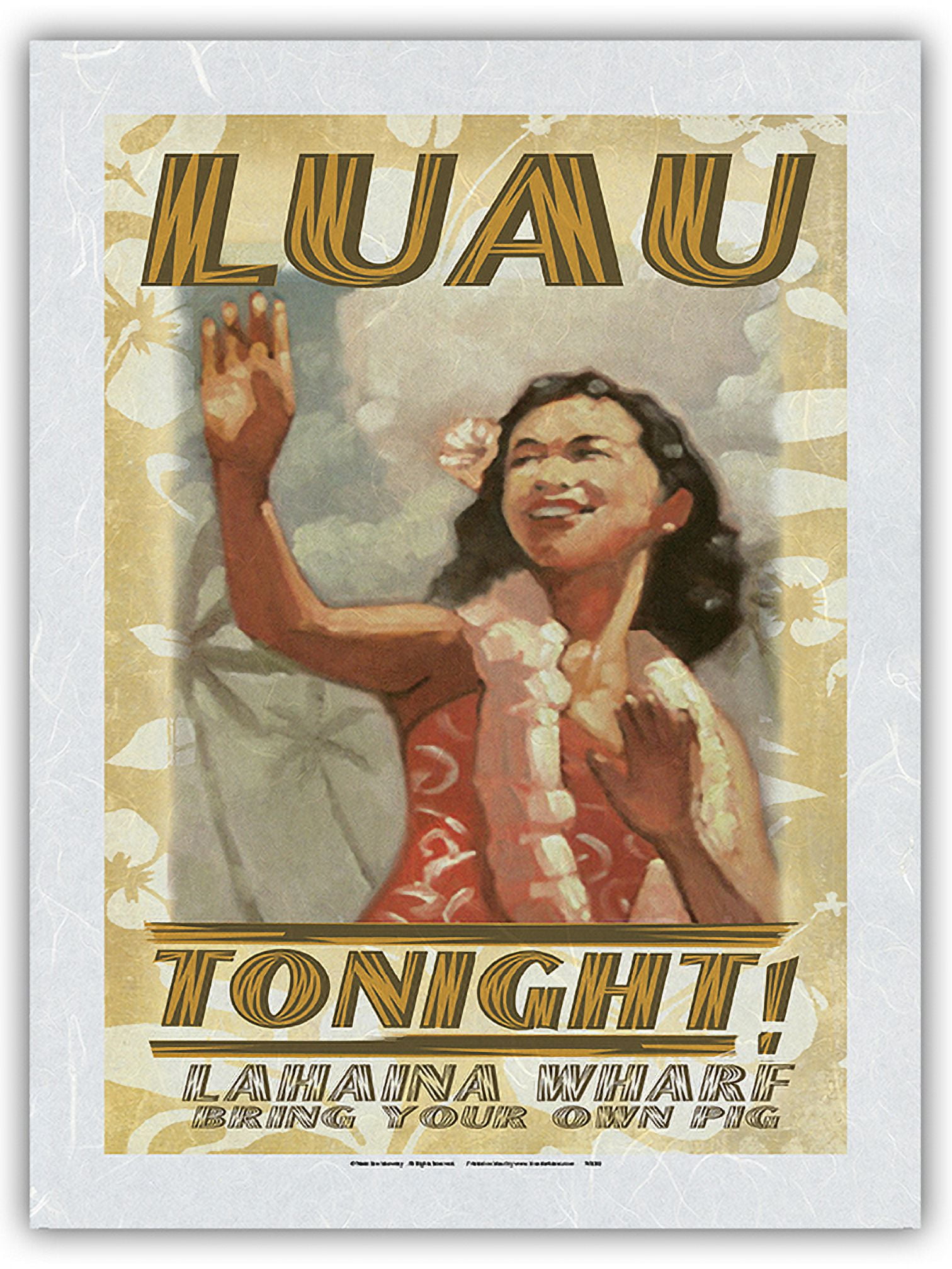 Luau Tonight - Lahaina Wharf Hawaii - Hawaiian Hula Dancer - Vintage ...