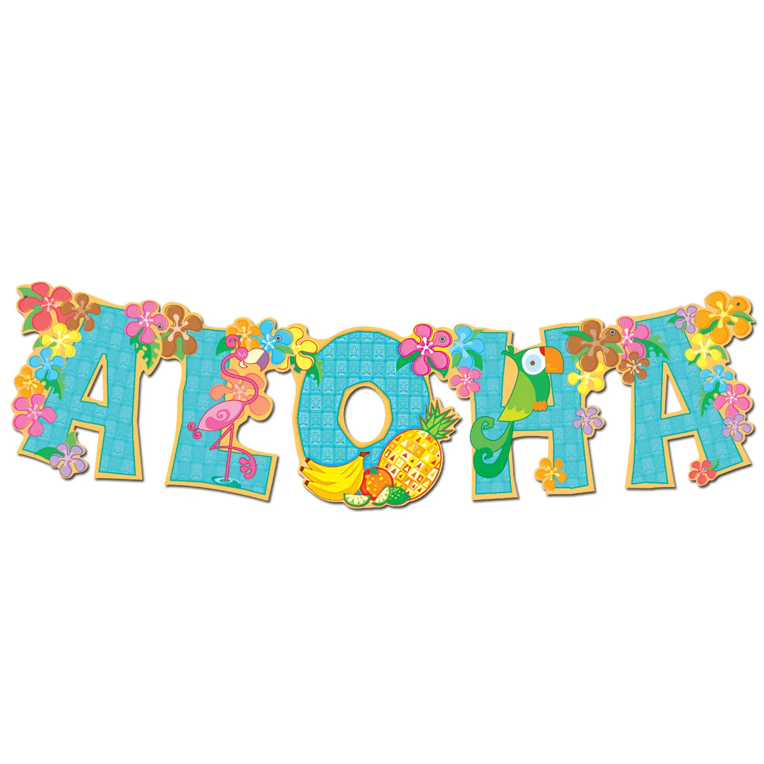 Luau Tropical Beach Hawaiian Party Decoration Aloha Jointed Streamer Banner 33In