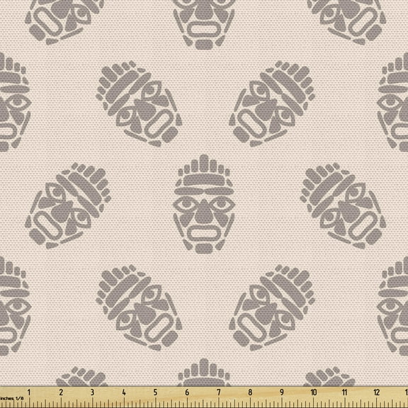 Luau Upholstery Fabric by the Yard, Pattern of Hawaiian Ethnic Tiki Basic Influences for an Exotic Party, Decorative Fabric for DIY and Home Accents, 10 Yards, Warm Taupe Champagne by Ambesonne