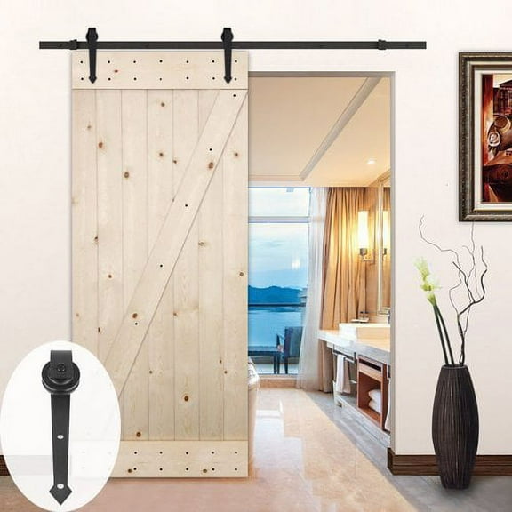 Lubann Arrow Style Wood Sliding Track Kit Barn Door Hardware