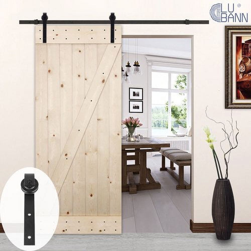 Black Steel Sliding Barn Door Hardware Kit