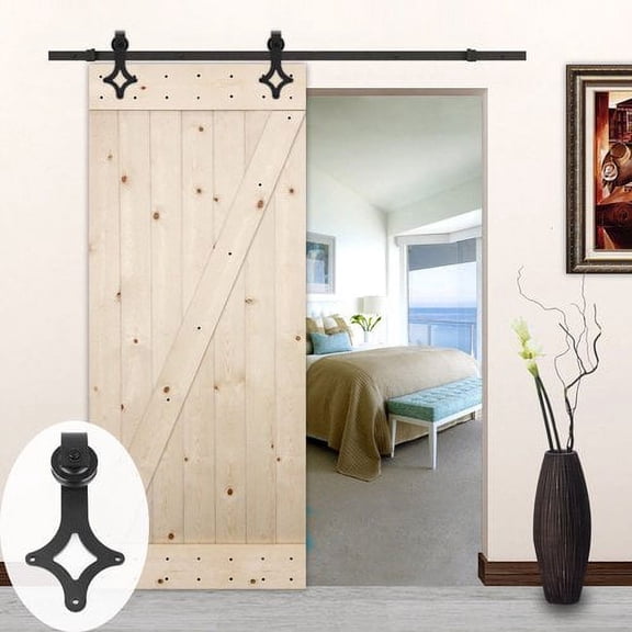 Lubann Rhombus Style Sliding Wood Track Kit Barn Door Hardware