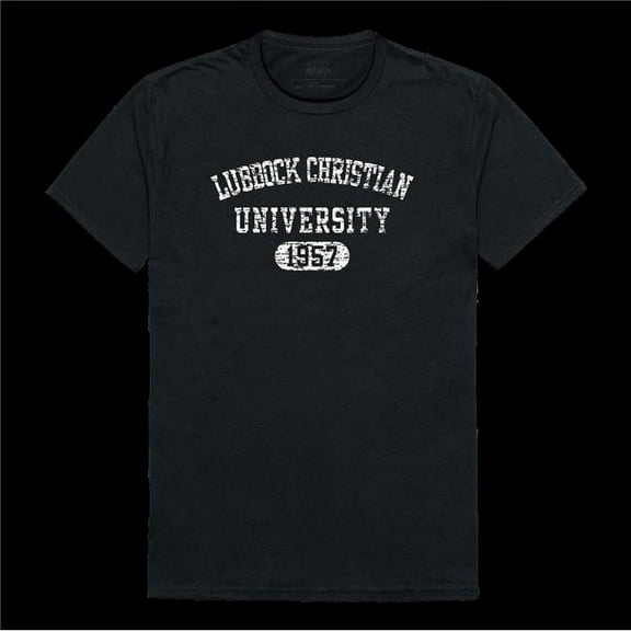 Lubbock Christian University Chaparral Distressed Arch College T-Shirt, Black - 2XL