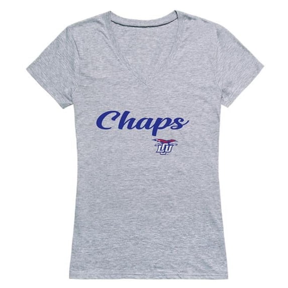 Lubbock Christian University Chaparral Women Script Short Sleeve T-Shirt, Heather Grey - Medium