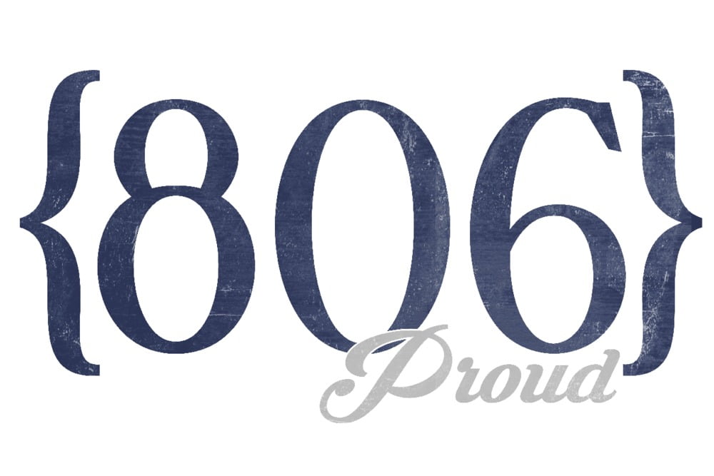 Lubbock, Texas, 806 Area Code (Blue) (16x24 Giclee Gallery Art Print ...