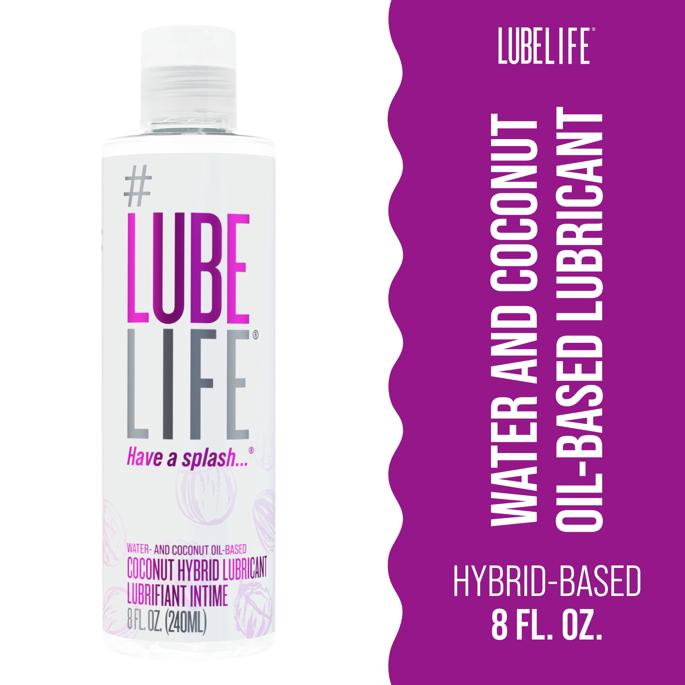 LUBELIFE Coconut Hybrid Personal Lubricant For Sex, Non-Sticky Water-Based Lubricant Plus Coconut Oil, 8 fl oz