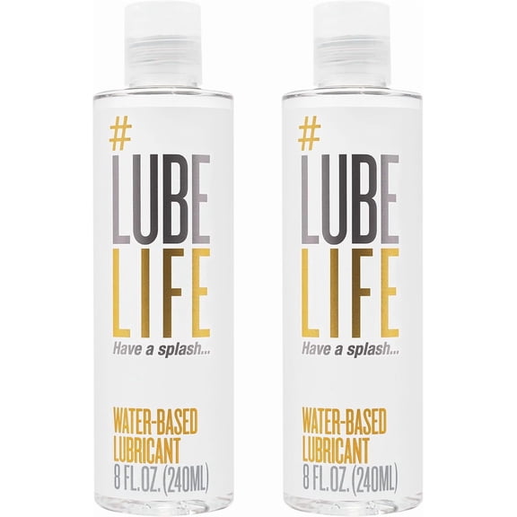 Lube Life Water Based Personal Lubricant, Lube for Men, Women & Couples, Non-Staining, 2 x 8 Fl Oz