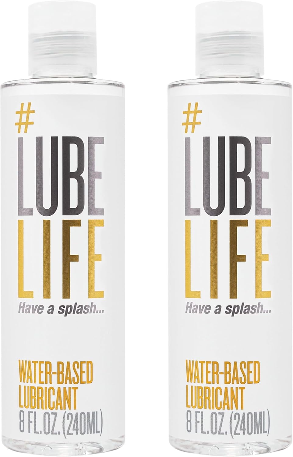 Lube Life Water Based Personal Lubricant, Lube for Men, Women & Couples, Non-Staining, 2 x 8 Fl Oz