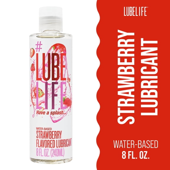 LubeLife Water-Based Lubricant, Strawberry Flavored, Paraben Free, 8 fl oz (Pack of 1)