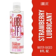 LubeLife Water-Based Lubricant, Strawberry Flavored, Paraben Free, 8 fl oz Pack of 1