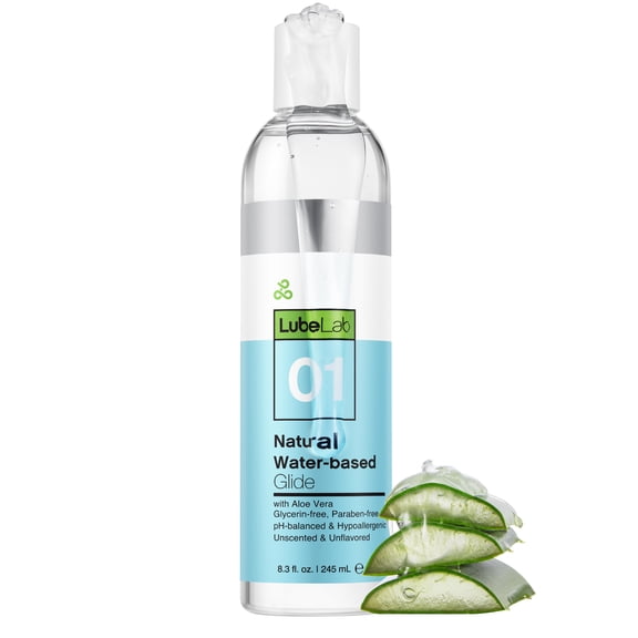 Lubelab Waterbased Lube 8.3 fl oz. Personal Lubricant w/Aloe & Vitamin E, Free of Paraben&Glycerin&PEGs, pH-Balanced, Natural Smooth Slippery Glide Gel for Couples, Men, Women
