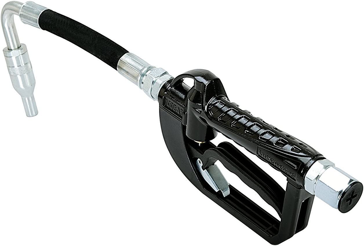 Lubeworks Oil Gun 10GPM, 1/2" NPT Inlet, Flexible Nozzle & Locking