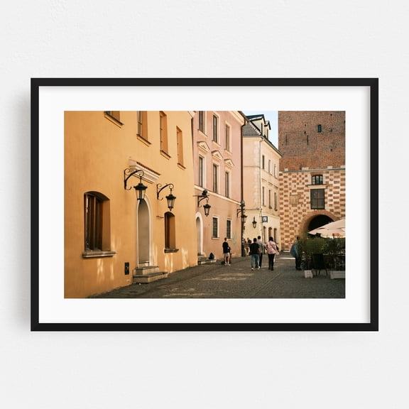 Lublin Old Town - Lublin Lubelskie Poland Photography Architecture Street Photography Cityscape Travel Poster Vintage Cafe Black Framed Wall Art Print 5 x 7 inches