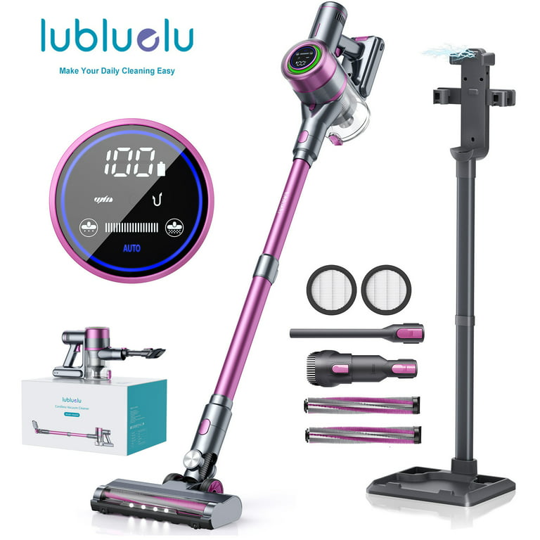 Lubluelu 25Kpa Lightweight Cordless Vacuum Cleaner, with LED Touch  Screen/Dust Detection/Charging Standing/55 Mins Runtime/6 in 1 Vacuum for  Pet Hair