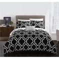 thumbnail image 1 of Lubov 8 Piece Reversible Duvet Cover Set Two - Tone Ikat Geometric Diamond Pattern Print Zipper Closure Bed, Black - King, 1 of 1