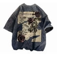thumbnail image 1 of Lubpow Mens Acid Wash Tshirt Oversized Vintage Graphic T-Shirts Cool Grunge Rose Floral Shirt Trendy Y2K Streetwear Tee Tops, 1 of 8
