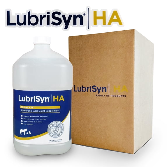 LubriSynHA Equine and Pet Hyaluronic Acid Hip & Joint Supplement for Horses, Dogs and Large Animals, Vet-Developed Oral Liquid, Original Formula, Gallon Size, 128 oz
