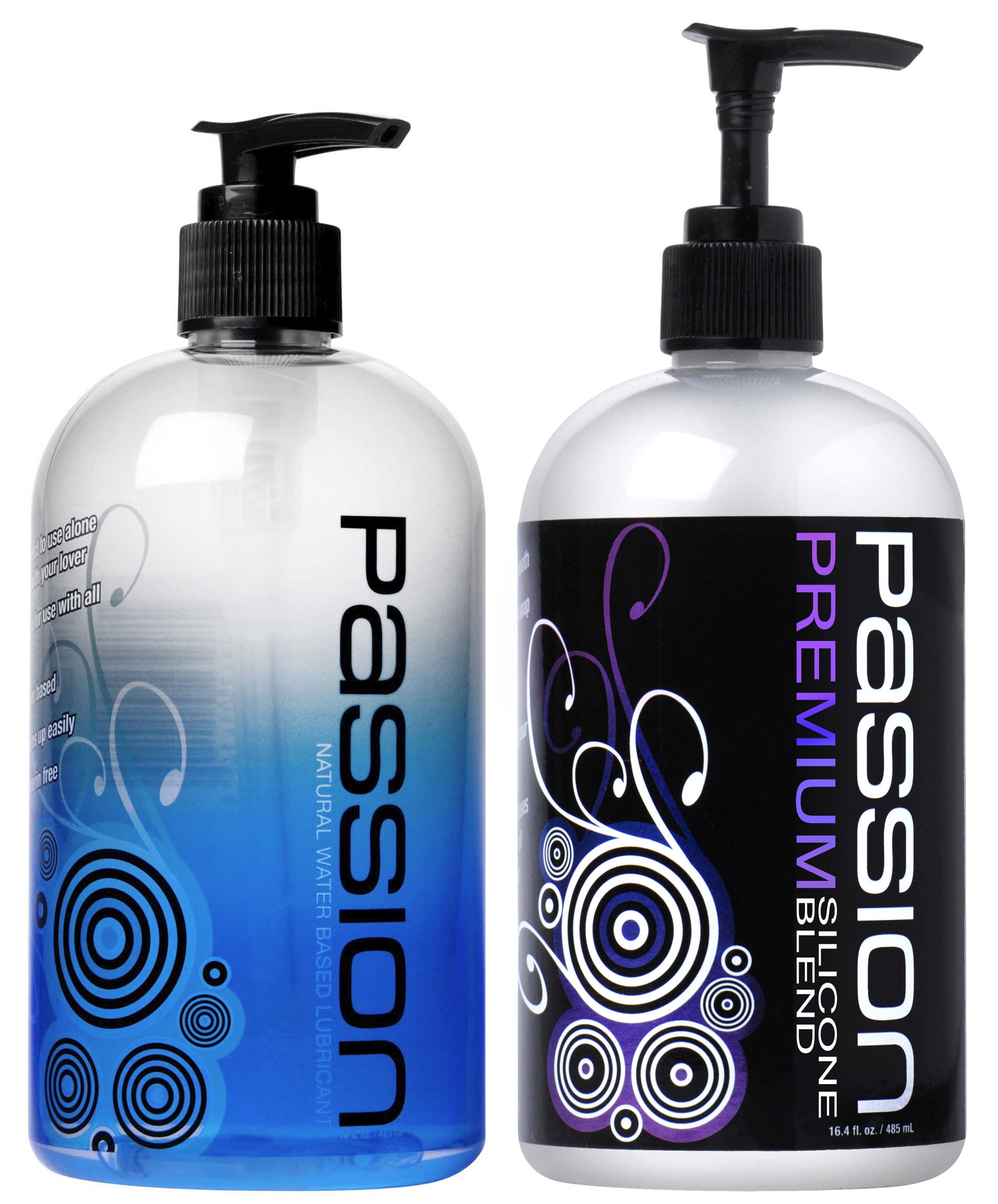 PASSION LUBES Lubricant 2 Pack- Light 16.4 oz & Natural Water Based 16 oz
