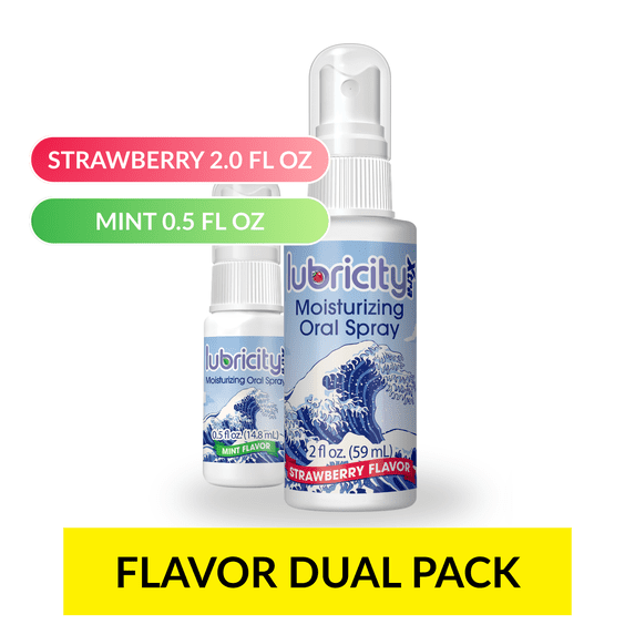 Lubricity Xtra Dry Mouth Oral Spray, Dry Mouth Moisturizer, Strawberry 2.0 fl oz, Mint 0.5 fl oz, Flavor dual pack