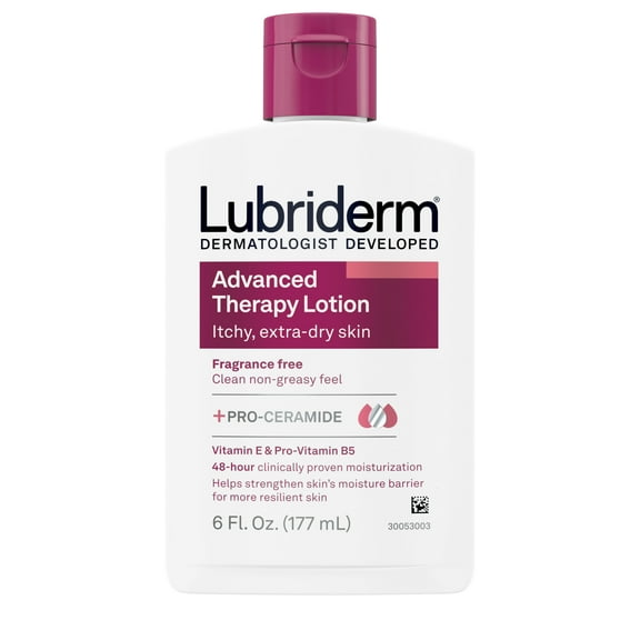 Lubriderm Advanced Therapy Fragrance-Free Lotion, Vitamin E, 6 fl. oz